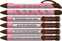 Greeting Pen Personalized Pens- Quinceañera Butterfly 15th Birthday Party Favor/Invitation Rotating Message Pen - 6 Pack (P-QP-402-6)