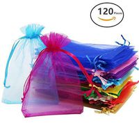 Tospania 100 Pack 4" X 6" with 4 Mixed Colors Coralline Organza Drawstring Bags Jewelry Pouches Wedding Party Candy Chocolate Christmas Favor Gift Bags Beading Storage Bags