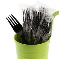AmerCare Black Medium-Heavy Weight Polypropylene Forks, Individually Wrapped, Case of 1000
