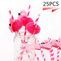Flamingo Straws Charmed Rainbow Stripe Paper Straw For Party,Seaside,Birthday 25Pcs