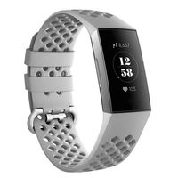 AmzAokay Replacement Bands Compatible for Fitbit Charge 3, Classic Loop Soft Silicone Adjustable Accessory Wristbands Fitness Tracker Breathable Sport Strap Small Large for Women Men(Gray, Medium)