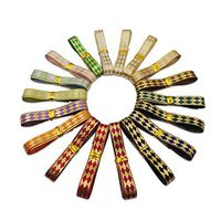 18PCS Gold Foil Diamond Printed Gold Edge Satin Ribbon for Gift Wrap (Red)