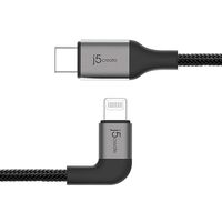 USB C to Lightning Cable - by j5create | 4ft iPhone Charger USB Type C Right Angle Plug Braided Cord | MFI Certified Power Delivery Fast Charge Works with Apple iPhone XR, XS, XS Max, X, 8 (Black)