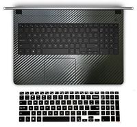 Black Carbon Fiber Wrist Palmrest Skin with Trackpad Cover+ US Layout Black Keyboard Protector for Dell Inspiron 15-5000 Series (Model 15-5559)