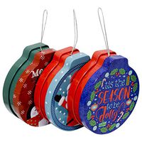 Christmas Gift Card Holders Tin Money Holder with String, Holiday Designs and Sayings, Ornamental Tins for Gift Giving on Xmas (Set of 9)