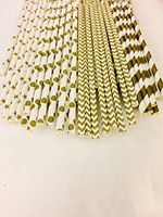 Confetti PaperWerks Gold Straws - 100% Biodegradable (Pack of 100 Multiple Variety), Excellent Quality Straws for Celebrations, Parties, Holidays and Much More.