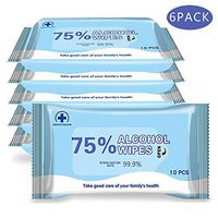 Soft Large Wipes, Alcohol Wet Wipes, 75% Alcohol Detergent Wipes Travel for Multifunctional Cleansing(6 Packs, 60 Pcs)