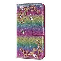 Amocase Glitter Case with 2 in 1 Stylus for Samsung Galaxy S9 Plus,Luxury Diamond 3D Crystal Butterfly Flower Magnetic Wallet Leather Stand Case for Samsung Galaxy S9 Plus - Gradient Pureple
