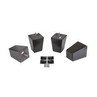 ProFurnitureParts 5" Inch Espresso Finish Square Tapered Wood W/Anti Skid Pads and Leg Plates Set of 4