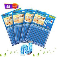 Drain Sticks Drain Stix Drain Cleaner and Deodorizer Sticks Drain Deodorizer Sticks for Clog Odor Unscented Non-Toxic for Kitchen Bathroom Sinks Pipes Septic Tank Safe As Seen On TV (48pcs, Blue)