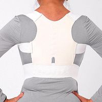 Active Authority Magnetic Back Support Belt Corrector Shoulder Posture Brace Belt for Men or Women - Large, 32.67"-33.07" (White)