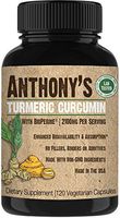 Anthony's Turmeric Curcumin Supplement, 120 Veggie Capsules, 2100mg Per Serving, Black Pepper Extract for Enhanced Bioavailability