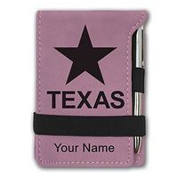 Mini Notepad, Flag of Texas, Personalized Engraving Included (Pink)