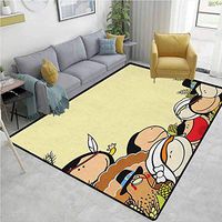 Kids Thanksgiving Solid Carpet, Smiling Children Native Characters in Wheat Corn Rural Field, Durable Carpet Area rug - Living Dinning Room Bedroom Rugs and Carpets(5'x 8') Pale Yellow Multicolor