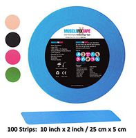 Blue Kinesiology Tape Precut Roll – Bulk Jumbo Clinical Size Recovery Sports Athletic Injury Therapeutic Support PRO Physio Therapy (100 Strips: 10 in x 2 in / 25 cm x 5 cm) kinesio tex Gold Classic