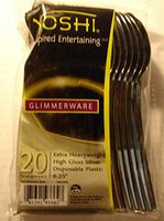 Yoshi Glimmerware Extra Heavyweight Silver Disposable Plastic Set of 20 Teaspoons 6.25"