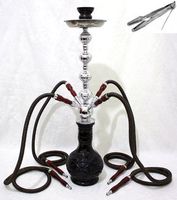 Hookah 26" Black 4 hose shisha nargila bars hookas nargile glass water Vase set