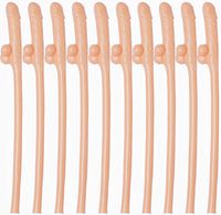 LAAT 10PCS Colorful Straw Novelty Willy Shape Straws Creative Drinking Straws Willy Accessories for Birthday, Wedding, Christmas, Celebration Parties