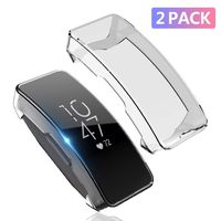 UMTELE Compatible with Fitbit Inspire & Fitbit Inspire HR Screen Protector with Case, 2 Pack Soft Plated TPU All Around Protective Case Ultra-Thin Cover (Translucent)