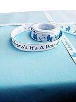 Mubarak It's A Boy Blue Girl Pink Satin Ribbon for Gift Wrapping Newborn Gift Idea Islamic Theme (Blue)