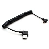 Rerii Coiled Micro USB Cable Spring, Coiled Micro B USB Cable, Left Angled for Micro USB Plug Device, Charging and Data SYNC, for Samsung, HTC, Huawei, Sony and More