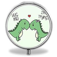 IMLONE Pill Organizer, Customized Hug Me Pill Boxes with 3 Components and Mirror for Travelling and Daily Needs