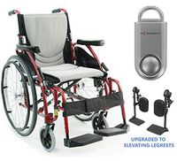 S-Ergo 125 Ergonomic Wheelchair | Seat Size 18" X 17" | Flip-Back Armrest | Upgraded to Elevating Legrests | Frame Color Red & Free 130 dB Silver Safety Alarm!