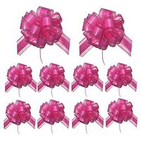 Pull Bows,String Bows,Basket Pull Bows,Organza,Large,9PCS 6'',Wedding Decorations,Christmas Gift Ribbons,MeetRade Gift Wrapping Elegant Basket Wine Bottles Crystal Yarn Festival Pull Bows (Pink)