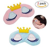 Adecco LLC Cute Sleeping Beauty Cartoon Eye Mask & Blindfold for Kid's Sweet Dreams 2 Pack(Pink and light blue)
