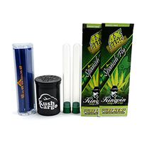 Bundle - 4 Items - Kingpin Flavored Spanish Fly Hemp Wraps with Wrap Roller and KC Pop Top (12 Packs)