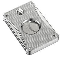 Personalized Caseti Dion Silver Carbon Fiber Double Guillotine Cigar Cutter with Free Laser Engraving