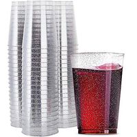 WDF 100pcs 12OZ Silver Cups,Disposable Silver Glitter Plastic Cups-Premium Wedding Cups-Party Cups