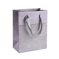 Sparkling Glitter Gift Bags (12 Pack) - 9”x 7”x 4” Dotted Paper Bag with Durable Ribbon Handles, Beautiful Present Bags Best for Birthday, Wedding and Party Favors (Purple)