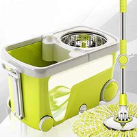 MISTXIN 360 Degree Rotation Mop Bucket Rotation Super Rotation Mop with 2 Broomsticks/Elegant White,A