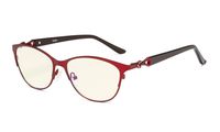 Eyekepper Computer Glasses,Blue Light Filter Eyeglasses,Stylish Cateye Oval Frame Women,Red