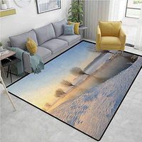Winter Solid Door Mat Welcome, Snowy River Landscape Barren and Frosted Trees Dutch Netherlands Europe Photograph, Durable Carpet Area rug - Living Dinning Room Bedroom Rugs and Carpets(6'x 9')