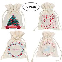 ForrestShop Christmas Bags, Burlap/Canvas Gift Bags, Santa Sacks, Drawstring Gift Bags for Kids | Multiple Sizes & Patterns | Goodie, Favors, Treats, Presents