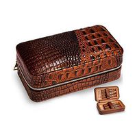 KALMAR Cigarette Case, Cigar Humidor Case, Portable Cuban Cigar Box, 3 Sticks, Gift, Crocodile Pattern, Ostrich Skin Cigarette Box Cigar Protective Cover