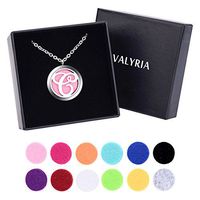 VALYRIA Monogram C Aromatherapy Essential Oil Diffuser Necklace-Stainless Steel Letter Locket Pendant with 12 Refill Pads