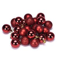 Litetao Xmas 4 cm 24PC Plastic Christmas Tree Decoration Ball For Party/Office Art/Home Art (Red)