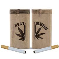 Raw Natural Wood Stash Box with Best Buds Engraved Design. Comes with Metal Rod, Swivel Top, Spring Load 4-inches