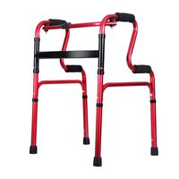 LBYMYB Disabled Walking Frame Blue/Red/Brass Wheelless Elderly Stainless Steel Walker Wheelchair (Color : Red)