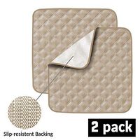 Non-Slip Absorbent Washable Incontinence Pad underpad Seat 4-Layer Design Chair Absorbent Pads Protection - for Seniors, Adult, Children, or Pet Underpad Protection - Set of 2 (Beige)