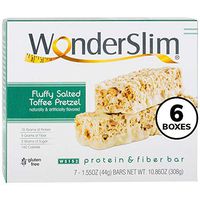 WonderSlim Low-Carb 15g Protein Diet Bar - Salted Toffee Pretzel - High Fiber Weight Loss Snack Bar - Gluten Free 6 Boxes Value Pack (Save 15%)