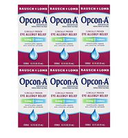 Bausch and Lomb Opcon-A Eye Allergy Relief Drops, Travel Size 0.5 FL OZ (15 ml) - Pack of 6