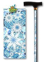 Adjustable Stylish T Handle Aluminum Walking Cane Self Adjusting with ICY Blue Floral Design