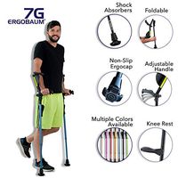 Ergobaum 7G by Ergoactives. 1 Pair (2 Units) of Ergonomic Forearm Crutches - Adult 5' - 6'6'' Adjustable, Foldable, Ergonomic, Shock Absorber, Non-Slip, Knee-Rest Platforms, LED Lights (Black)