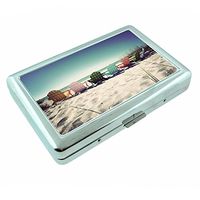 Perfection In Style Metal Silver Cigarette Case Vintage Beach Design 001