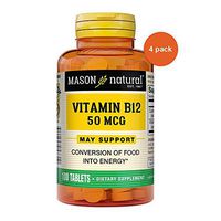 4 Pack Special of MASON NATURAL B-12 50 MCG Tablets 100 per Bottle