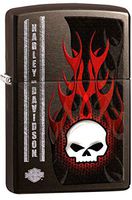 Personalized Zippo Lighter 28618 Harley Davidson Grey Dusk Flaming Skull